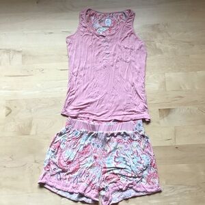 Echo Pink Tank and Paisley Print Pajama Shorts Set